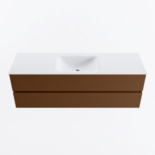 MONDIAZ VICA 150cm badmeubel onderkast Rust 2 lades. Wastafel CLOUD midden zonder kraangat, kleur Talc.