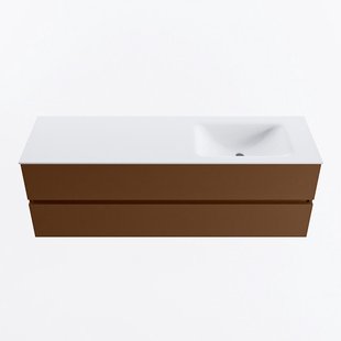 MONDIAZ VICA 150cm badmeubel onderkast Rust 2 lades. Wastafel CLOUD rechts zonder kraangat, kleur Talc.