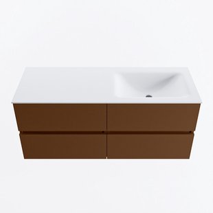 MONDIAZ VICA 120cm badmeubel onderkast Rust 4 lades. Wastafel CLOUD rechts 1 kraangat, kleur Talc.