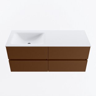 MONDIAZ VICA 120cm badmeubel onderkast Rust 4 lades. Wastafel CLOUD links zonder kraangat, kleur Talc.