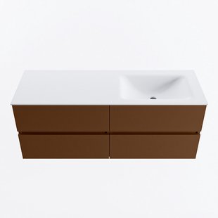 MONDIAZ VICA 130cm badmeubel onderkast Rust 4 lades. Wastafel CLOUD rechts 1 kraangat, kleur Talc.