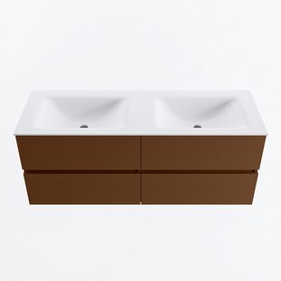 MONDIAZ VICA 130cm badmeubel onderkast Rust 4 lades. Wastafel CLOUD dubbel 2 kraangaten, kleur Talc.