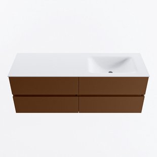 MONDIAZ VICA 140cm badmeubel onderkast Rust 4 lades. Wastafel CLOUD rechts 1 kraangat, kleur Talc.