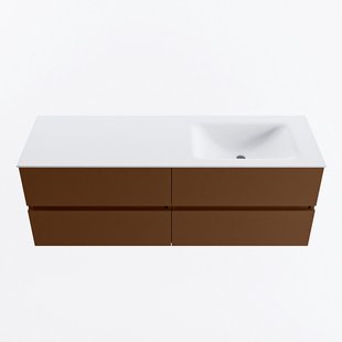 MONDIAZ VICA 140cm badmeubel onderkast Rust 4 lades. Wastafel CLOUD rechts zonder kraangat, kleur Talc.