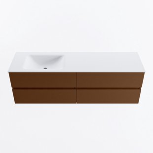 MONDIAZ VICA 160cm badmeubel onderkast Rust 4 lades. Wastafel CLOUD links 1 kraangat, kleur Talc.