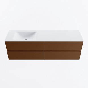MONDIAZ VICA 160cm badmeubel onderkast Rust 4 lades. Wastafel CLOUD links zonder kraangat, kleur Talc.