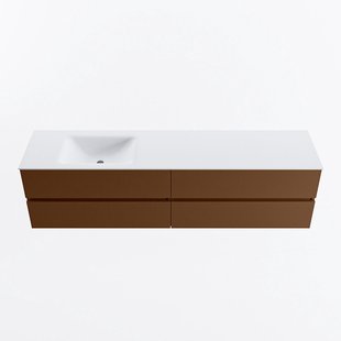 MONDIAZ VICA 190cm badmeubel onderkast Rust 4 lades. Wastafel CLOUD links zonder kraangat, kleur Talc.