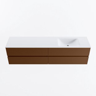 MONDIAZ VICA 190cm badmeubel onderkast Rust 4 lades. Wastafel CLOUD rechts zonder kraangat, kleur Talc.