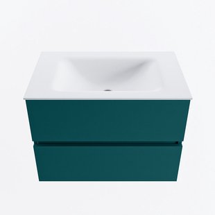 MONDIAZ VICA 70cm badmeubel onderkast Smag 2 lades. Wastafel CLOUD midden zonder kraangat, kleur Talc.