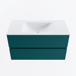 MONDIAZ VICA 90cm badmeubel onderkast Smag 2 lades. Wastafel CLOUD midden zonder kraangat, kleur Talc.