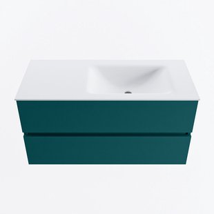 MONDIAZ VICA 100cm badmeubel onderkast Smag 2 lades. Wastafel CLOUD rechts 1 kraangat, kleur Talc.