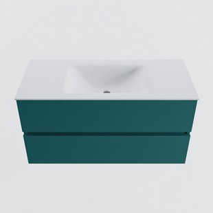 MONDIAZ VICA 100cm badmeubel onderkast Smag 2 lades. Wastafel CLOUD midden zonder kraangat, kleur Talc.