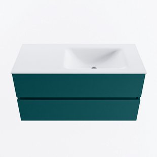 MONDIAZ VICA 100cm badmeubel onderkast Smag 2 lades. Wastafel CLOUD rechts zonder kraangat, kleur Talc.