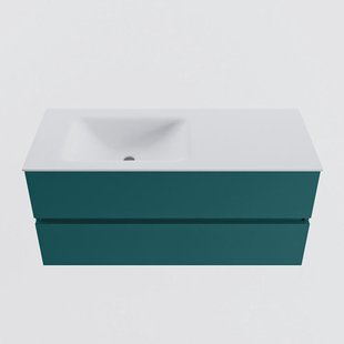 MONDIAZ VICA 110cm badmeubel onderkast Smag 2 lades. Wastafel CLOUD links zonder kraangat, kleur Talc.