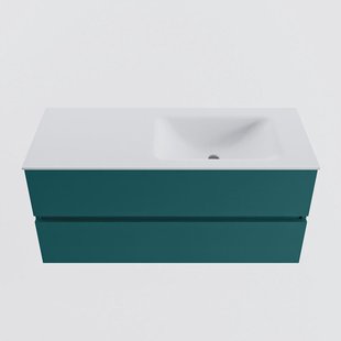 MONDIAZ VICA 110cm badmeubel onderkast Smag 2 lades. Wastafel CLOUD rechts zonder kraangat, kleur Talc.