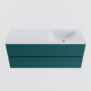 MONDIAZ VICA 120cm badmeubel onderkast Smag 2 lades. Wastafel CLOUD rechts 1 kraangat, kleur Talc.