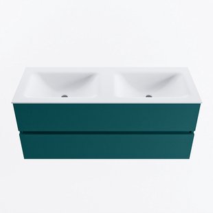 MONDIAZ VICA 120cm badmeubel onderkast Smag 2 lades. Wastafel CLOUD dubbel 2 kraangaten, kleur Talc.