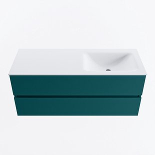 MONDIAZ VICA 120cm badmeubel onderkast Smag 2 lades. Wastafel CLOUD rechts zonder kraangat, kleur Talc.