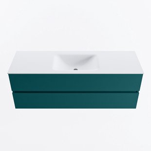 MONDIAZ VICA 140cm badmeubel onderkast Smag 2 lades. Wastafel CLOUD midden zonder kraangat, kleur Talc.