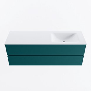 MONDIAZ VICA 140cm badmeubel onderkast Smag 2 lades. Wastafel CLOUD rechts zonder kraangat, kleur Talc.