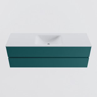 MONDIAZ VICA 150cm badmeubel onderkast Smag 2 lades. Wastafel CLOUD midden 1 kraangat, kleur Talc.