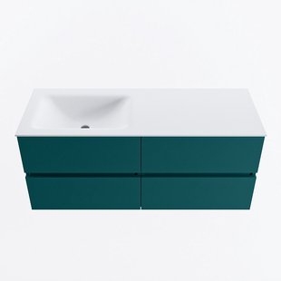 MONDIAZ VICA 120cm badmeubel onderkast Smag 4 lades. Wastafel CLOUD links 1 kraangat, kleur Talc.