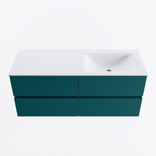 MONDIAZ VICA 120cm badmeubel onderkast Smag 4 lades. Wastafel CLOUD rechts 1 kraangat, kleur Talc.