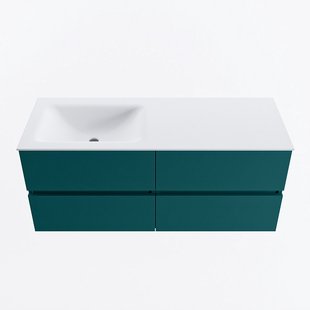MONDIAZ VICA 120cm badmeubel onderkast Smag 4 lades. Wastafel CLOUD links zonder kraangat, kleur Talc.