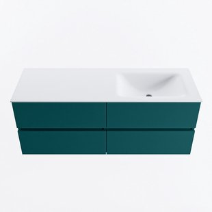 MONDIAZ VICA 130cm badmeubel onderkast Smag 4 lades. Wastafel CLOUD rechts zonder kraangat, kleur Talc.