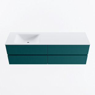 MONDIAZ VICA 160cm badmeubel onderkast Smag 4 lades. Wastafel CLOUD links zonder kraangat, kleur Talc.