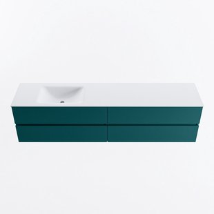 MONDIAZ VICA 200cm badmeubel onderkast Smag 4 lades. Wastafel CLOUD links zonder kraangat, kleur Talc.