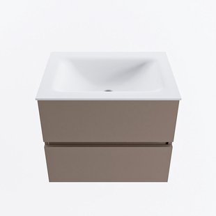 MONDIAZ VICA 60cm badmeubel onderkast Smoke 2 lades. Wastafel CLOUD midden 1 kraangat, kleur Talc.