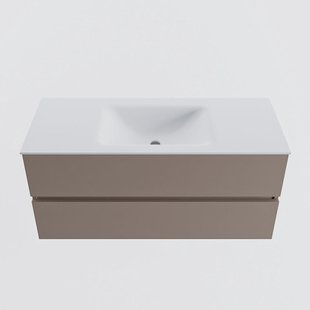 MONDIAZ VICA 110cm badmeubel onderkast Smoke 2 lades. Wastafel CLOUD midden zonder kraangat, kleur Talc.