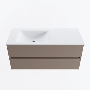 MONDIAZ VICA 110cm badmeubel onderkast Smoke 2 lades. Wastafel CLOUD links zonder kraangat, kleur Talc.