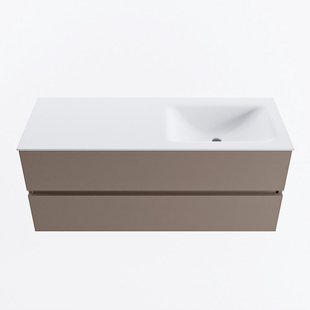 MONDIAZ VICA 120cm badmeubel onderkast Smoke 2 lades. Wastafel CLOUD rechts 1 kraangat, kleur Talc.