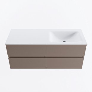 MONDIAZ VICA 120cm badmeubel onderkast Smoke 4 lades. Wastafel CLOUD rechts 1 kraangat, kleur Talc.