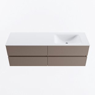 MONDIAZ VICA 150cm badmeubel onderkast Smoke 4 lades. Wastafel CLOUD rechts 1 kraangat, kleur Talc.