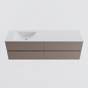 MONDIAZ VICA 160cm badmeubel onderkast Smoke 4 lades. Wastafel CLOUD links 1 kraangat, kleur Talc.