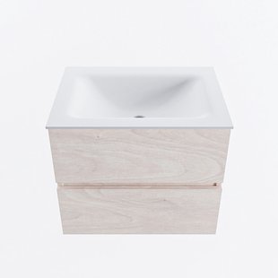 MONDIAZ VICA 60cm badmeubel onderkast Underlayment 2 lades. Wastafel CLOUD midden 1 kraangat, kleur Talc.