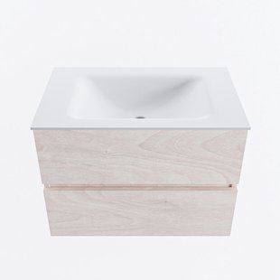 MONDIAZ VICA 70cm badmeubel onderkast Underlayment 2 lades. Wastafel CLOUD midden 1 kraangat, kleur Talc.