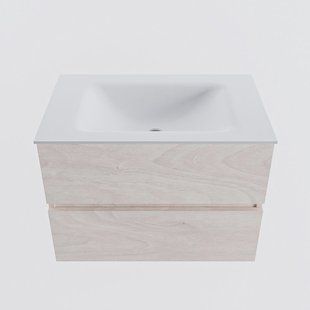 MONDIAZ VICA 70cm badmeubel onderkast Underlayment 2 lades. Wastafel CLOUD midden zonder kraangat, kleur Talc.