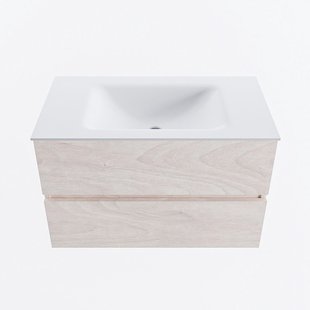 MONDIAZ VICA 80cm badmeubel onderkast Underlayment 2 lades. Wastafel CLOUD midden 1 kraangat, kleur Talc.