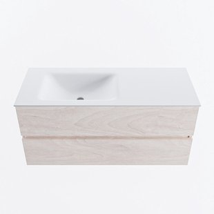 MONDIAZ VICA 110cm badmeubel onderkast Underlayment 2 lades. Wastafel CLOUD links 1 kraangat, kleur Talc.