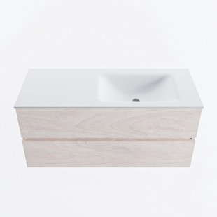 MONDIAZ VICA 110cm badmeubel onderkast Underlayment 2 lades. Wastafel CLOUD rechts 1 kraangat, kleur Talc.