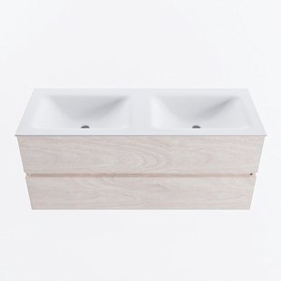 MONDIAZ VICA 120cm badmeubel onderkast Underlayment 2 lades. Wastafel CLOUD dubbel 2 kraangaten, kleur Talc.