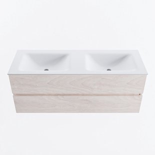 MONDIAZ VICA 130cm badmeubel onderkast Underlayment 2 lades. Wastafel CLOUD dubbel 2 kraangaten, kleur Talc.