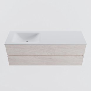 MONDIAZ VICA 140cm badmeubel onderkast Underlayment 2 lades. Wastafel CLOUD links 1 kraangat, kleur Talc.