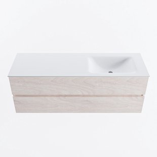 MONDIAZ VICA 140cm badmeubel onderkast Underlayment 2 lades. Wastafel CLOUD rechts 1 kraangat, kleur Talc.