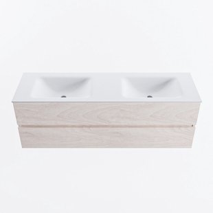 MONDIAZ VICA 150cm badmeubel onderkast Underlayment 2 lades. Wastafel CLOUD dubbel 2 kraangaten, kleur Talc.