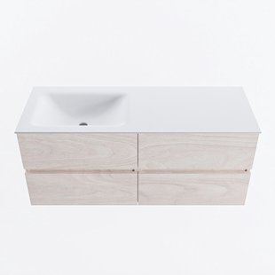 MONDIAZ VICA 120cm badmeubel onderkast Underlayment 4 lades. Wastafel CLOUD links 1 kraangat, kleur Talc.